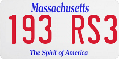 MA license plate 193RS3
