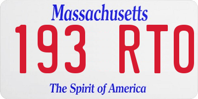 MA license plate 193RT0