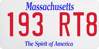 MA license plate 193RT8
