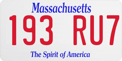 MA license plate 193RU7