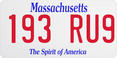MA license plate 193RU9