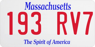 MA license plate 193RV7