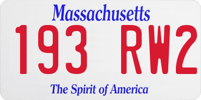MA license plate 193RW2