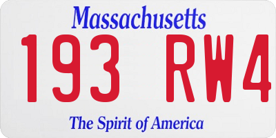 MA license plate 193RW4