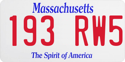 MA license plate 193RW5