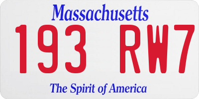 MA license plate 193RW7