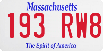 MA license plate 193RW8