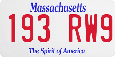 MA license plate 193RW9