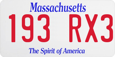 MA license plate 193RX3
