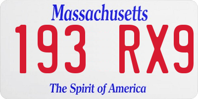 MA license plate 193RX9