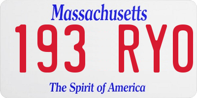 MA license plate 193RY0