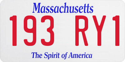 MA license plate 193RY1