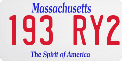 MA license plate 193RY2