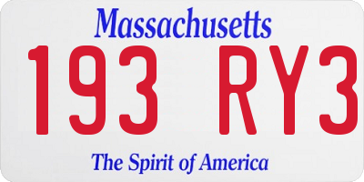 MA license plate 193RY3