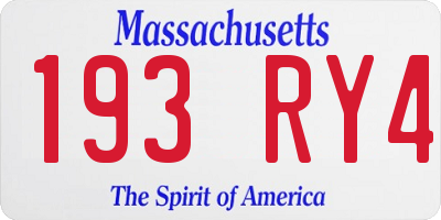 MA license plate 193RY4