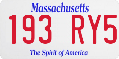 MA license plate 193RY5