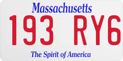MA license plate 193RY6