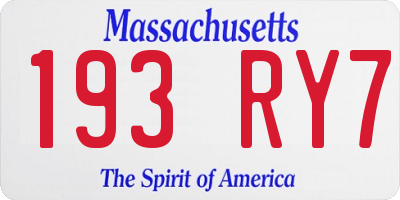 MA license plate 193RY7