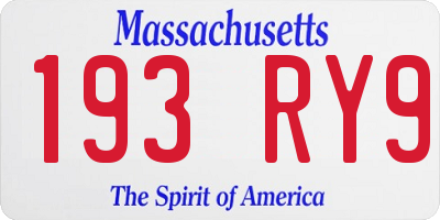 MA license plate 193RY9