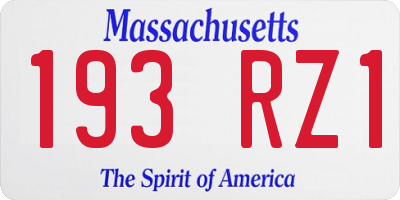 MA license plate 193RZ1