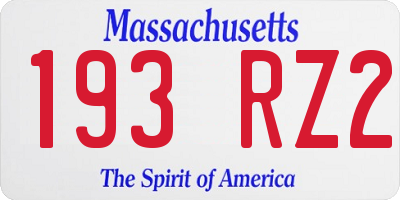 MA license plate 193RZ2
