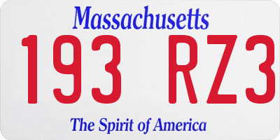 MA license plate 193RZ3