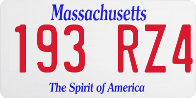 MA license plate 193RZ4