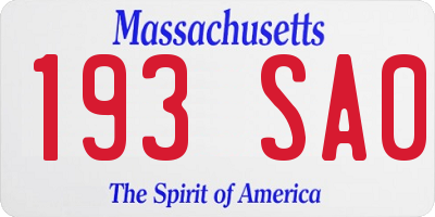MA license plate 193SA0