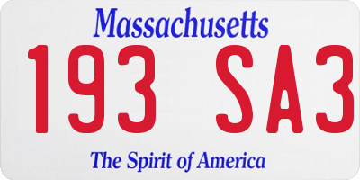 MA license plate 193SA3