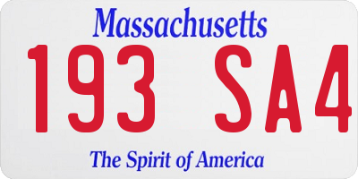 MA license plate 193SA4