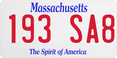 MA license plate 193SA8