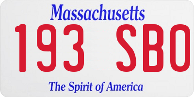 MA license plate 193SB0