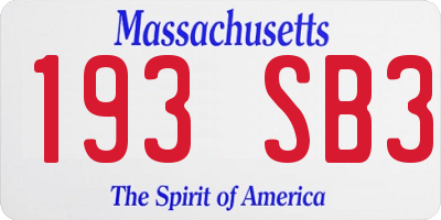 MA license plate 193SB3