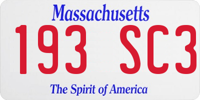 MA license plate 193SC3