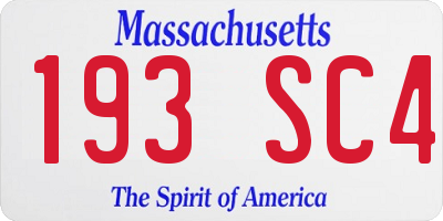 MA license plate 193SC4