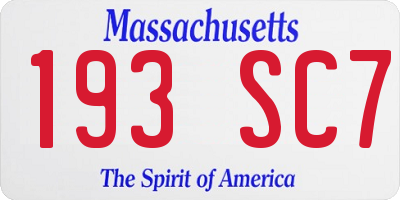 MA license plate 193SC7
