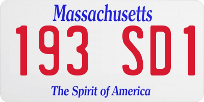 MA license plate 193SD1