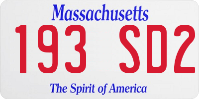 MA license plate 193SD2