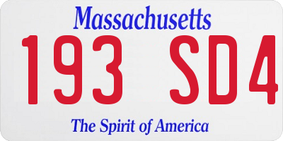 MA license plate 193SD4