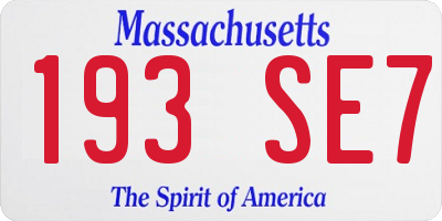 MA license plate 193SE7
