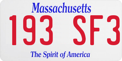 MA license plate 193SF3