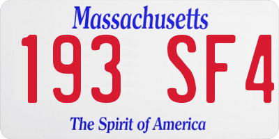 MA license plate 193SF4