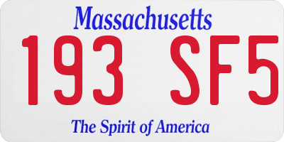 MA license plate 193SF5