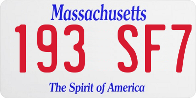 MA license plate 193SF7