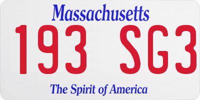MA license plate 193SG3