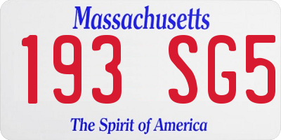 MA license plate 193SG5