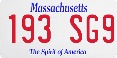 MA license plate 193SG9