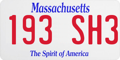 MA license plate 193SH3