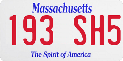 MA license plate 193SH5