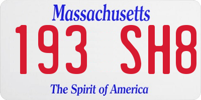 MA license plate 193SH8
